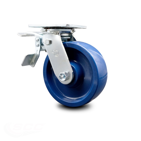 6 Inch Solid Polyurethane Caster with Ball Bearing and Total Lock Brake SCC